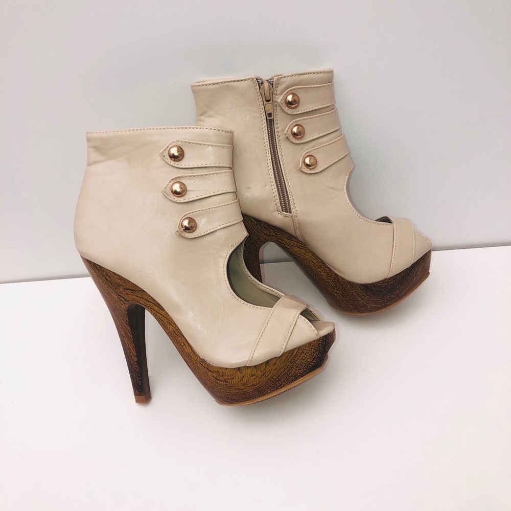 Yoki cream platform heels
